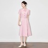【高货wl】全新升级【铂金会员339/天猫459/差价120】(92825) 洛诗琳法式端庄大气简约翻领收腰气质轻熟风短袖连衣裙 商品缩略图2