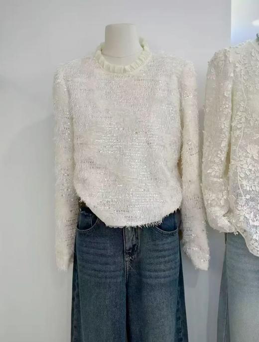 七夕福利-NO退【超美推荐】法式612 重工蕾丝亮片小衫-喜出 商品图1