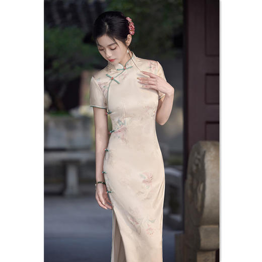 GX复古旗袍2025新款国风印花淡雅年轻款少女小个子日常改良夏季旗袍 商品图0