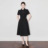 【高货wl】全新升级【铂金会员339/天猫459/差价120】(92825) 洛诗琳法式端庄大气简约翻领收腰气质轻熟风短袖连衣裙 商品缩略图0