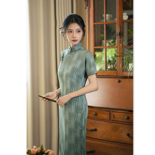 GX改良复古风单层全开襟旗袍古法新中式2025年夏季新款日常年轻旗袍 商品图2