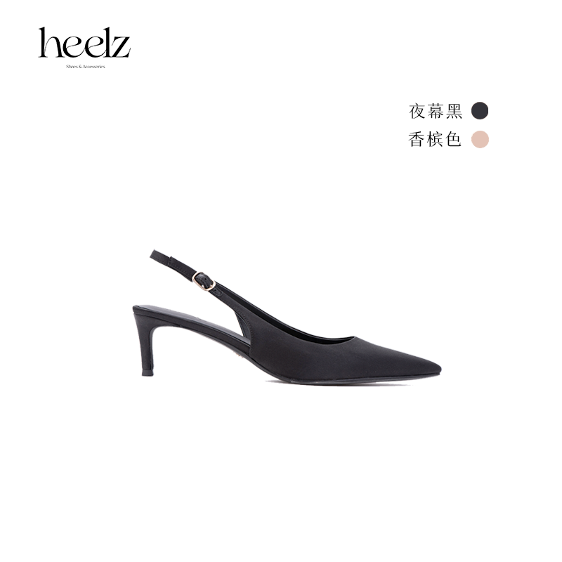 heelz设计师手工鞋履 ｜缎面布Sling back尖头鞋6公分
