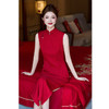 GX新娘红色中式订婚礼服无袖旗袍2025夏新款结婚高级改良旗袍敬酒服 商品缩略图3