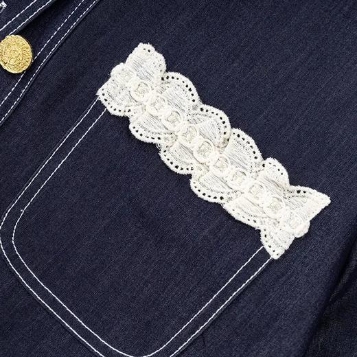 【高货wl】全新升级【铂金会员339/天猫459/差价120】(99415) 洛诗琳时尚花边拼接圆领天丝牛仔上衣休闲阔腿裤女两件套 商品图3