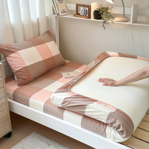 【单品床笠】水洗棉格纹床笠床笠纯色全棉床单简约 商品图9