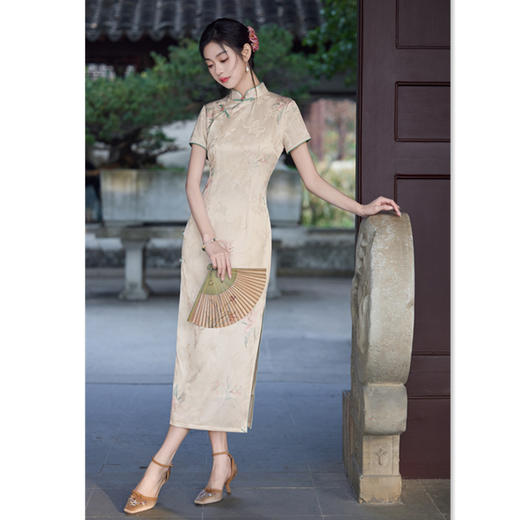 GX复古旗袍2025新款国风印花淡雅年轻款少女小个子日常改良夏季旗袍 商品图2