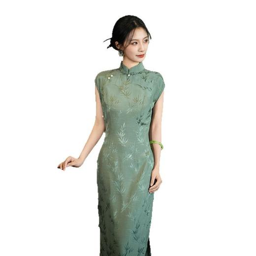 GX复古中国风全开襟长款连袖旗袍2025夏季新款改良年轻少女古法旗袍 商品图4