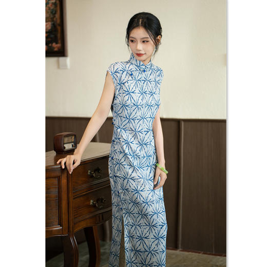 GX改良新中式长款天丝麻全开襟古法旗袍2025夏季新款日常可穿旗袍裙 商品图3