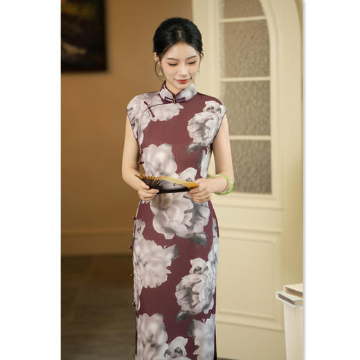 GX复古国风传统中式天丝麻连袖旗袍2025夏季新款年轻女士气质旗袍裙 商品图3