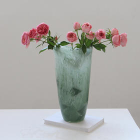 现代简约绿色敞口渐变磁粉玻璃花瓶电视柜餐桌鲜花百合中古风花瓶
