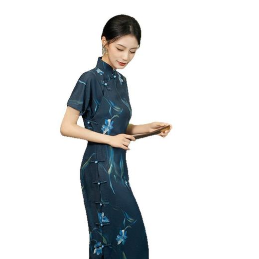 GX老上海国风传统中式天丝麻全开襟古法旗袍2025夏季新款旗袍 商品图4