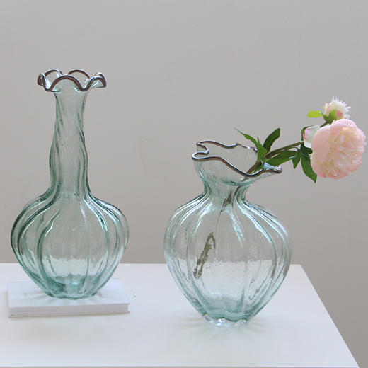 碧轩新品渐变落地玻璃花瓶花插摆件水培花器工艺品 商品图12