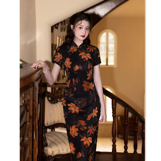 GX老上海国风中式长款改良旗袍2025新款女复古修身日常可穿夏季新款 商品图3