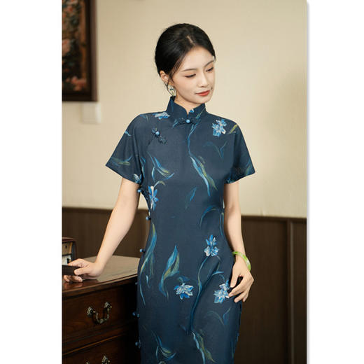 GX老上海国风传统中式天丝麻全开襟古法旗袍2025夏季新款旗袍 商品图3