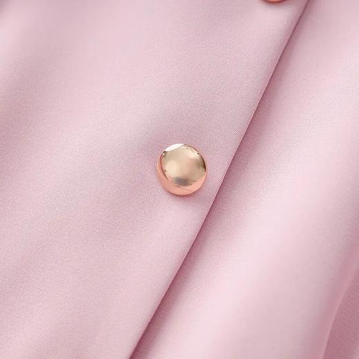 【高货wl】全新升级【铂金会员339/天猫459/差价120】(92825) 洛诗琳法式端庄大气简约翻领收腰气质轻熟风短袖连衣裙 商品图3