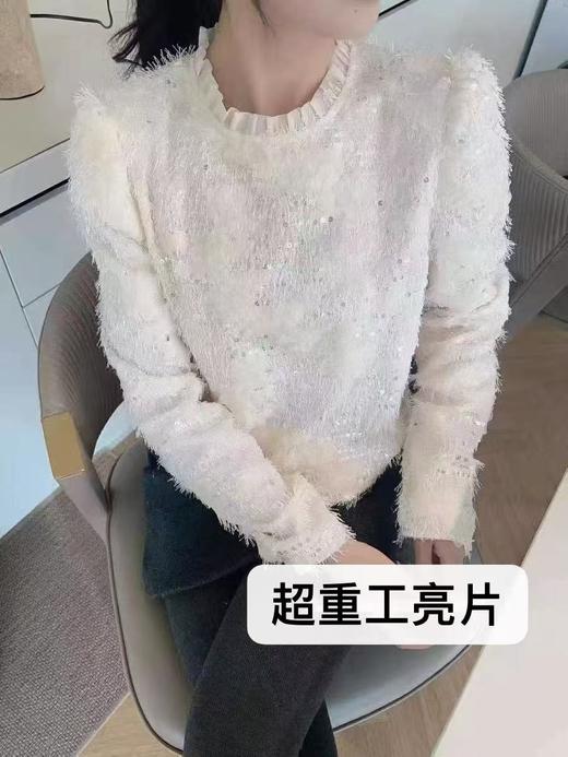 七夕福利-NO退【超美推荐】法式612 重工蕾丝亮片小衫-喜出 商品图0