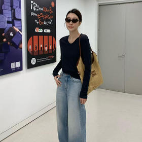 洛诗琳14224春季2025新款天丝羊毛U领T恤女显瘦百搭打底上衣61613