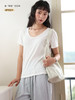 【2025夏季新品】鹅蛋领亚麻T恤 亲肤显瘦 透气吸汗 微落肩设计更有型 衬托精致鹅蛋脸 商品缩略图2