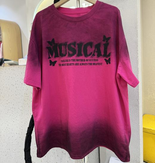 N圆领上下渐变字母图案短袖T恤（红白）夏季152070020321 商品图3