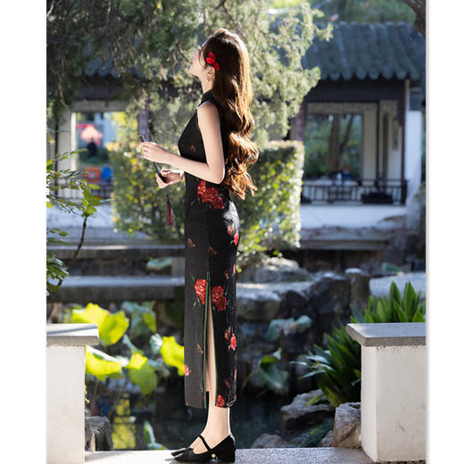 GX时尚改良新中式长款无袖旗袍2025夏新款年轻女士日常可穿气质旗袍 商品图3