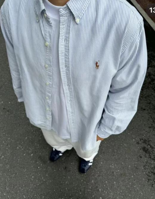 断码清s适合130斤内！独家订单，鲁泰公司订单， Ralph Lauren/POLO 拉夫劳伦RL拉夫经典细条纹衬衫  条纹浅蓝衬衫 商品图2