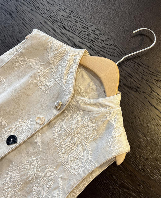 设计师高品刺绣重工国风天然亚麻马甲纯棉麻外套 商品图8