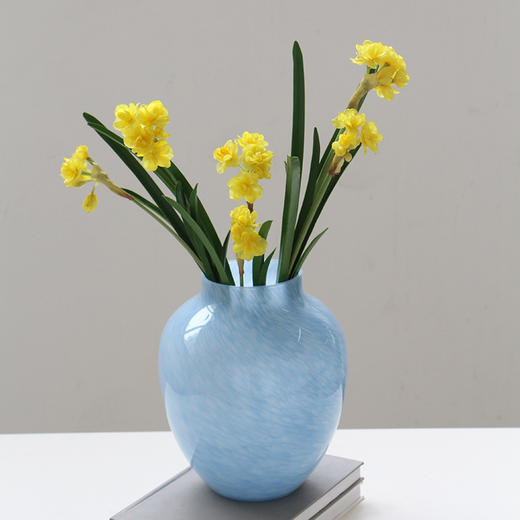 碧轩现代简约高级感浅蓝色磁粉玻璃花瓶鲜花餐桌居家台面工艺花瓶 商品图3