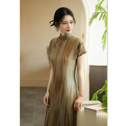 GX复古民族风传统长款古法旗袍2025春熙新款全开襟中式老上海旗袍裙 商品图3