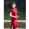 GX送考红色旗袍裙2025夏季新款时尚改良新中式新娘订婚旗袍旗开得胜 商品缩略图3