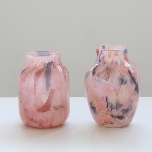 创意粉色絮状星空大理石磁粉花瓶中古风鲜花餐桌台面客厅花瓶 商品图8