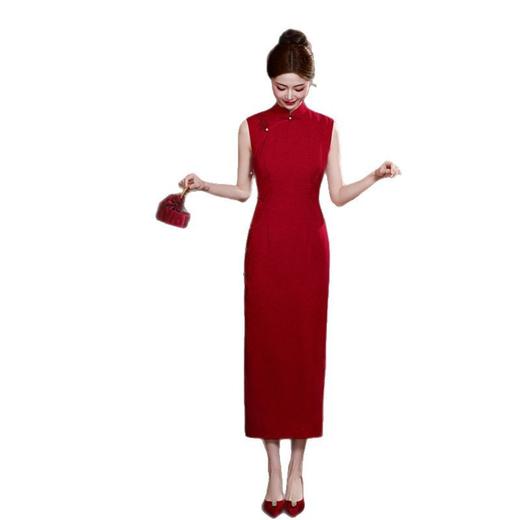 GX新娘红色中式订婚礼服无袖旗袍2025夏新款结婚高级改良旗袍敬酒服 商品图4