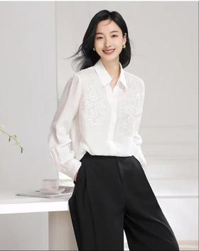 棉+麻【衬衫】重工刺绣高级感手工钉珠衬衫-喜出