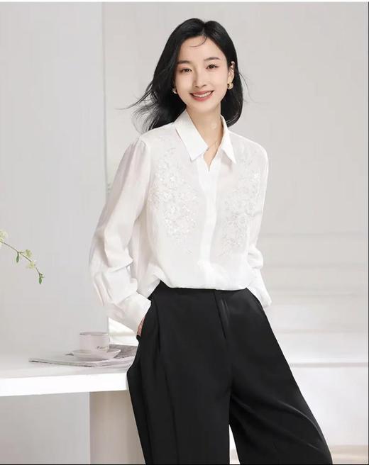 棉+麻【衬衫】重工刺绣高级感手工钉珠衬衫-喜出 商品图0