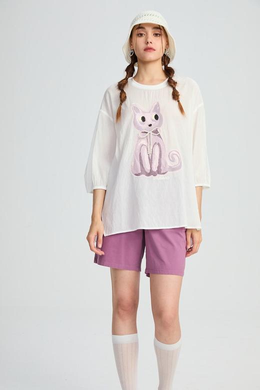 水淼2025夏新款超显瘦时尚洋气显瘦百搭纯棉弹力中裤0486 商品图6