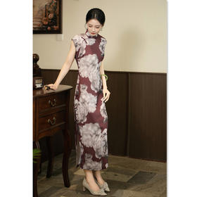 GX复古国风传统中式天丝麻连袖旗袍2025夏季新款年轻女士气质旗袍裙