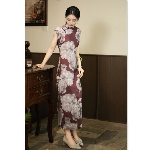 GX复古国风传统中式天丝麻连袖旗袍2025夏季新款年轻女士气质旗袍裙 商品图0