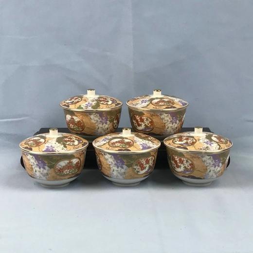 日本翔SHOUZAN鎏金彩绘茶盖碗 5套装 原盒保留 商品图0