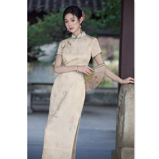 GX复古旗袍2025新款国风印花淡雅年轻款少女小个子日常改良夏季旗袍 商品图3