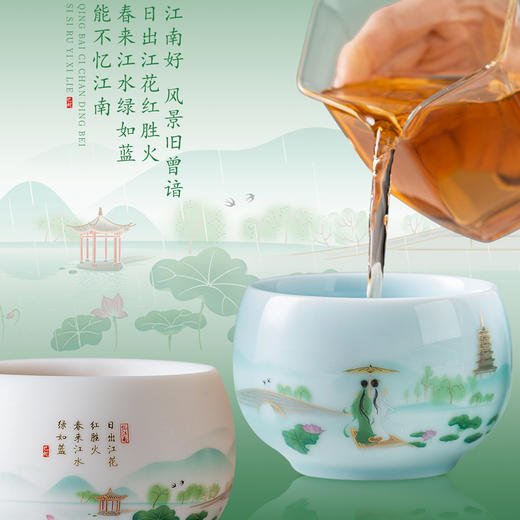 【巳巳如意】青白瓷禅定对杯/旅行茶器套组/羊脂玉瓷禅定杯/德化白瓷茶器 徐建勇大师签章，青蛇逢双春，瑞气满千门，精美包装 gao端豪礼 商品图3