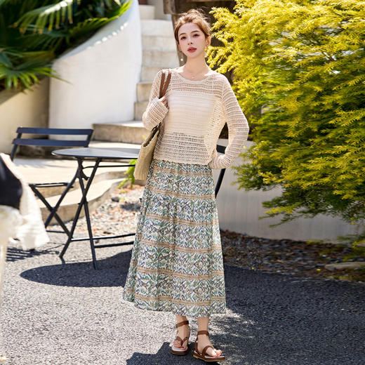 时尚休闲套装，背心+外套+印花半裙三件套裙子HR-YF2558 商品图2