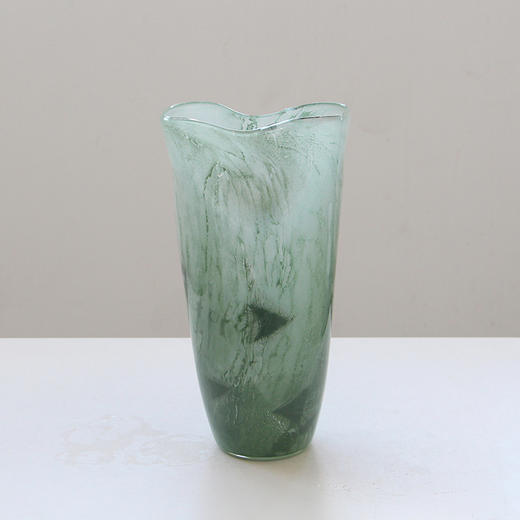 现代简约绿色敞口渐变磁粉玻璃花瓶电视柜餐桌鲜花百合中古风花瓶 商品图2