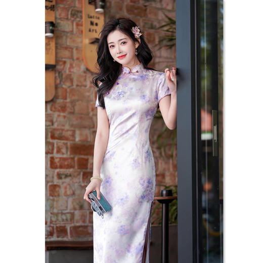 GX复古国风年轻女士长款旗袍2025夏季新款改良中式修身显瘦日常旗袍 商品图0
