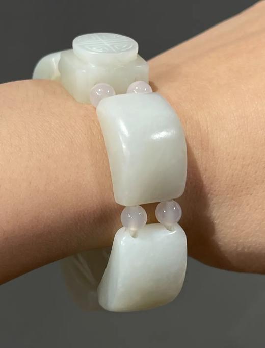 白玉弧面与寿字长方牌串连手环，顺丰包邮 商品图7