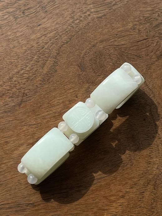 白玉弧面与寿字长方牌串连手环，顺丰包邮 商品图12