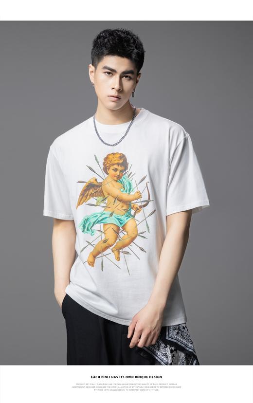 PINLI品立2025夏季新款男士圆领人物印花短袖T恤上衣BG252111035 商品图0