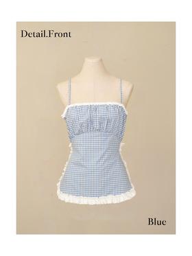 格子吊带小围裙上衣
