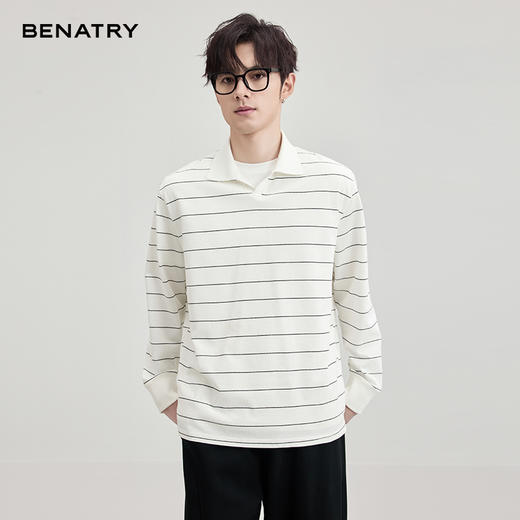 贝纳川条纹翻领T恤ECF113003 商品图5