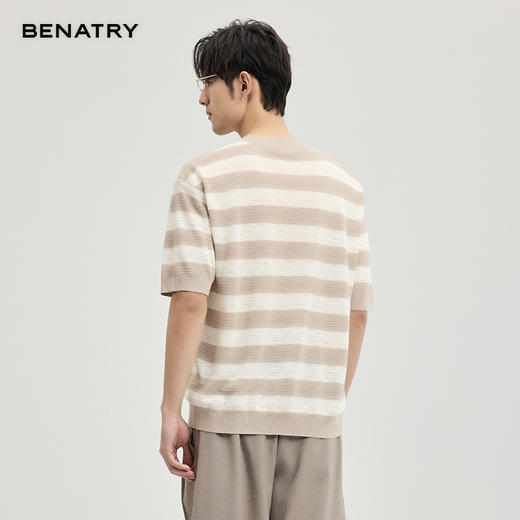 贝纳川竹节麻条纹短袖T恤ECF127002 商品图7