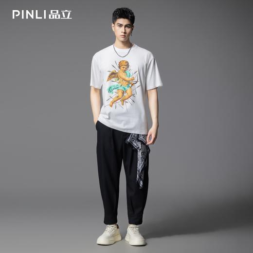 PINLI品立2025夏季新款男士圆领人物印花短袖T恤上衣BG252111035 商品图1