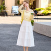 白色吊带连衣裙2025春夏新款韩系独特漂亮超火减龄黄色度假套装裙YF2563 商品缩略图0
